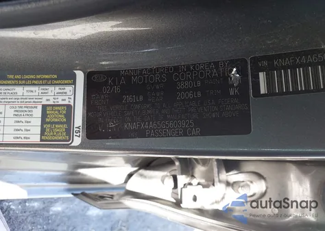 2016 Kia Forte Lx from USA, damaged, VIN KNAFX4A65G5603925